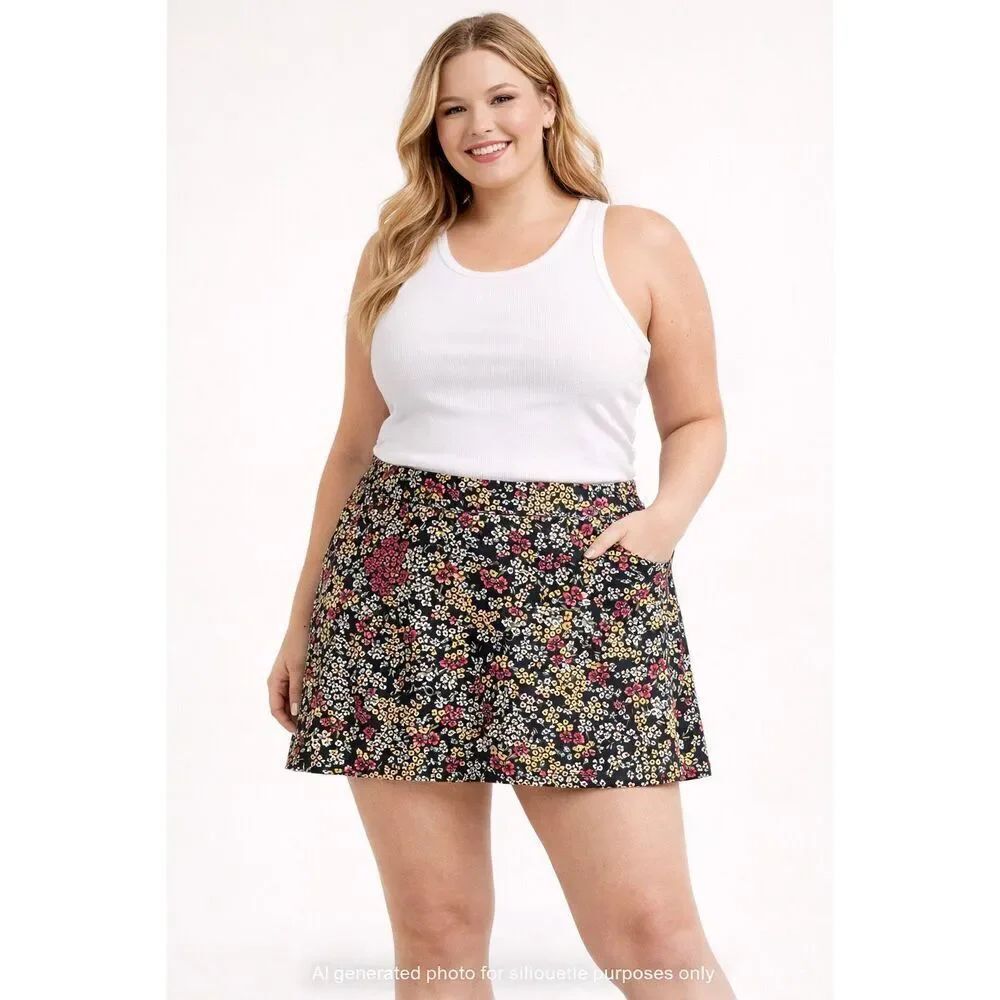 Rafaella Floral Skort XL Boho Cottagecore Chic Mini Garden Party Style Casual